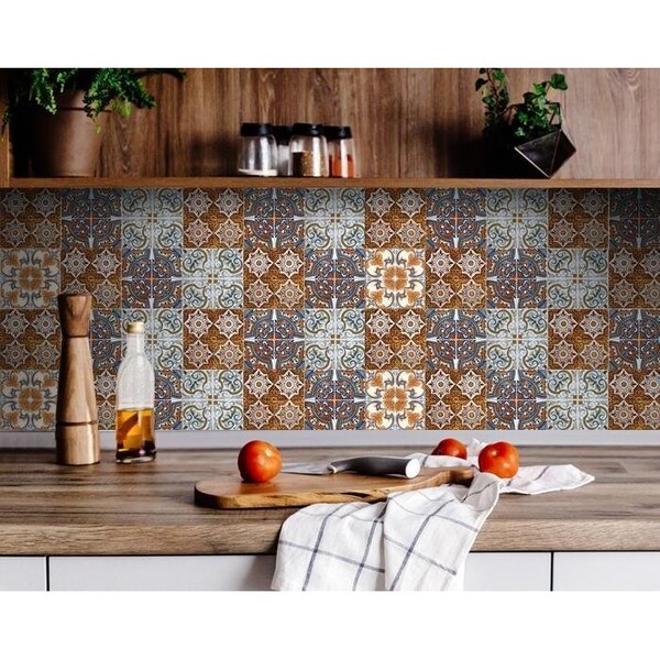 Homeroots 6 x 6 in. Rustico Linda Removable Brown Peel & Stick Tiles 400277 - main